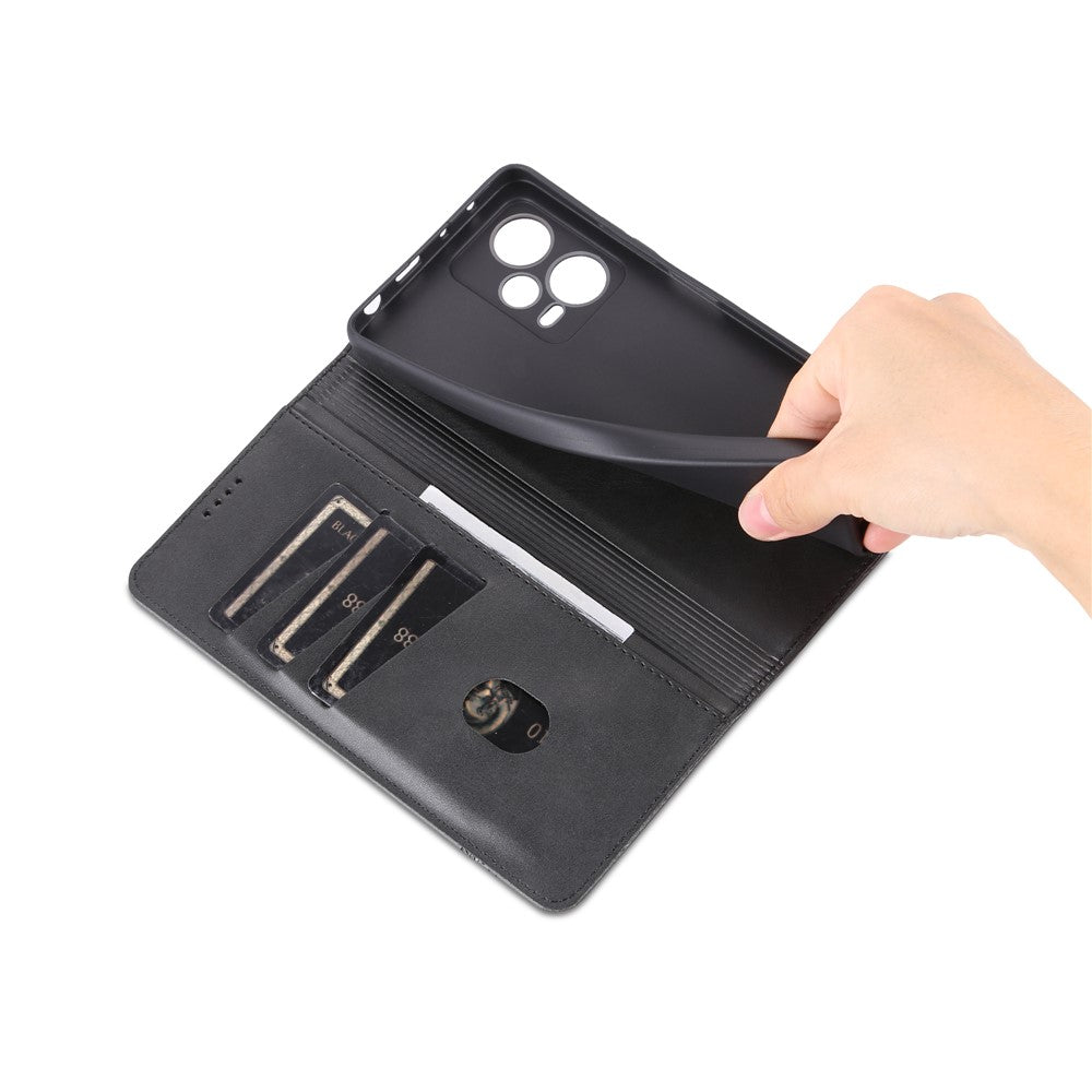 AZNS For Xiaomi Redmi Note 12 Pro+ 5G Cowhide Texture PU Leather Case Magnetic Auto-absorbed Stand Wallet Phone Cover