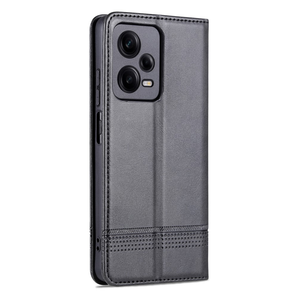 AZNS For Xiaomi Redmi Note 12 Pro+ 5G Cowhide Texture PU Leather Case Magnetic Auto-absorbed Stand Wallet Phone Cover