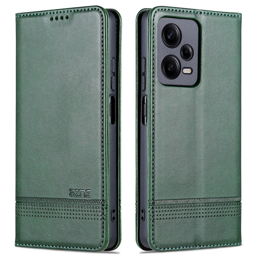 AZNS For Xiaomi Redmi Note 12 Pro+ 5G Cowhide Texture PU Leather Case Magnetic Auto-absorbed Stand Wallet Phone Cover