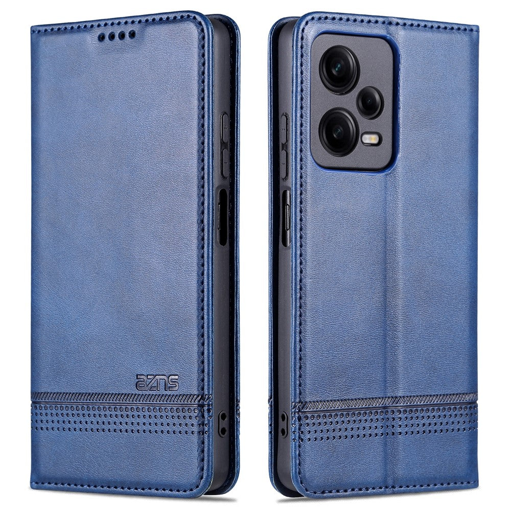 AZNS For Xiaomi Redmi Note 12 Pro+ 5G Cowhide Texture PU Leather Case Magnetic Auto-absorbed Stand Wallet Phone Cover
