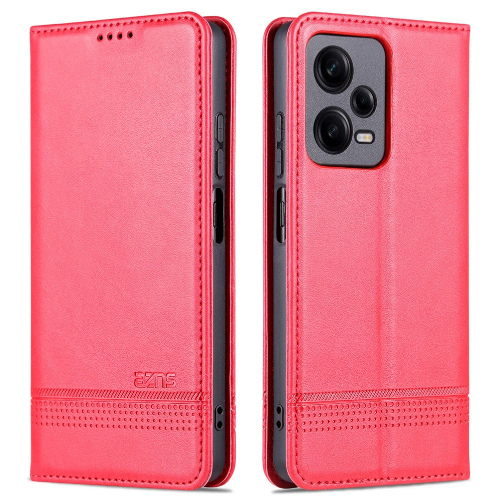 AZNS For Xiaomi Redmi Note 12 Pro+ 5G Cowhide Texture PU Leather Case Magnetic Auto-absorbed Stand Wallet Phone Cover