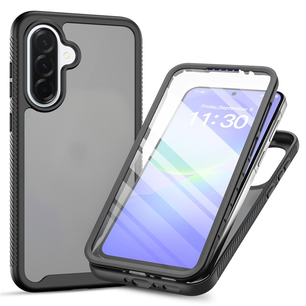 mobilskal för Samsung Galaxy A18 4G / A17 5G / A17 4G / A26 5G / A16 5G / A16 4G, genomskinligt matt PC + TPU-bakstycke med PET-skärmfilm