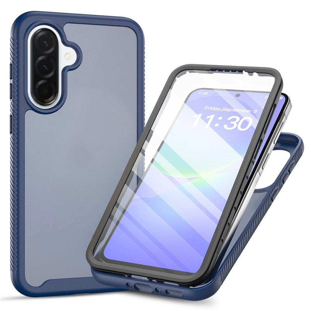 mobilskal för Samsung Galaxy A18 4G / A17 5G / A17 4G / A26 5G / A16 5G / A16 4G, genomskinligt matt PC + TPU-bakstycke med PET-skärmfilm