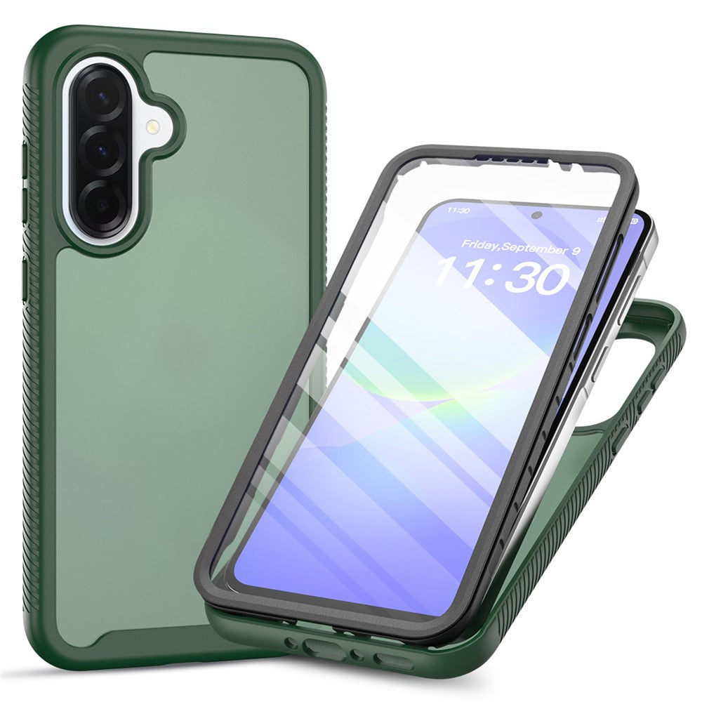 mobilskal för Samsung Galaxy A18 4G / A17 5G / A17 4G / A26 5G / A16 5G / A16 4G, genomskinligt matt PC + TPU-bakstycke med PET-skärmfilm