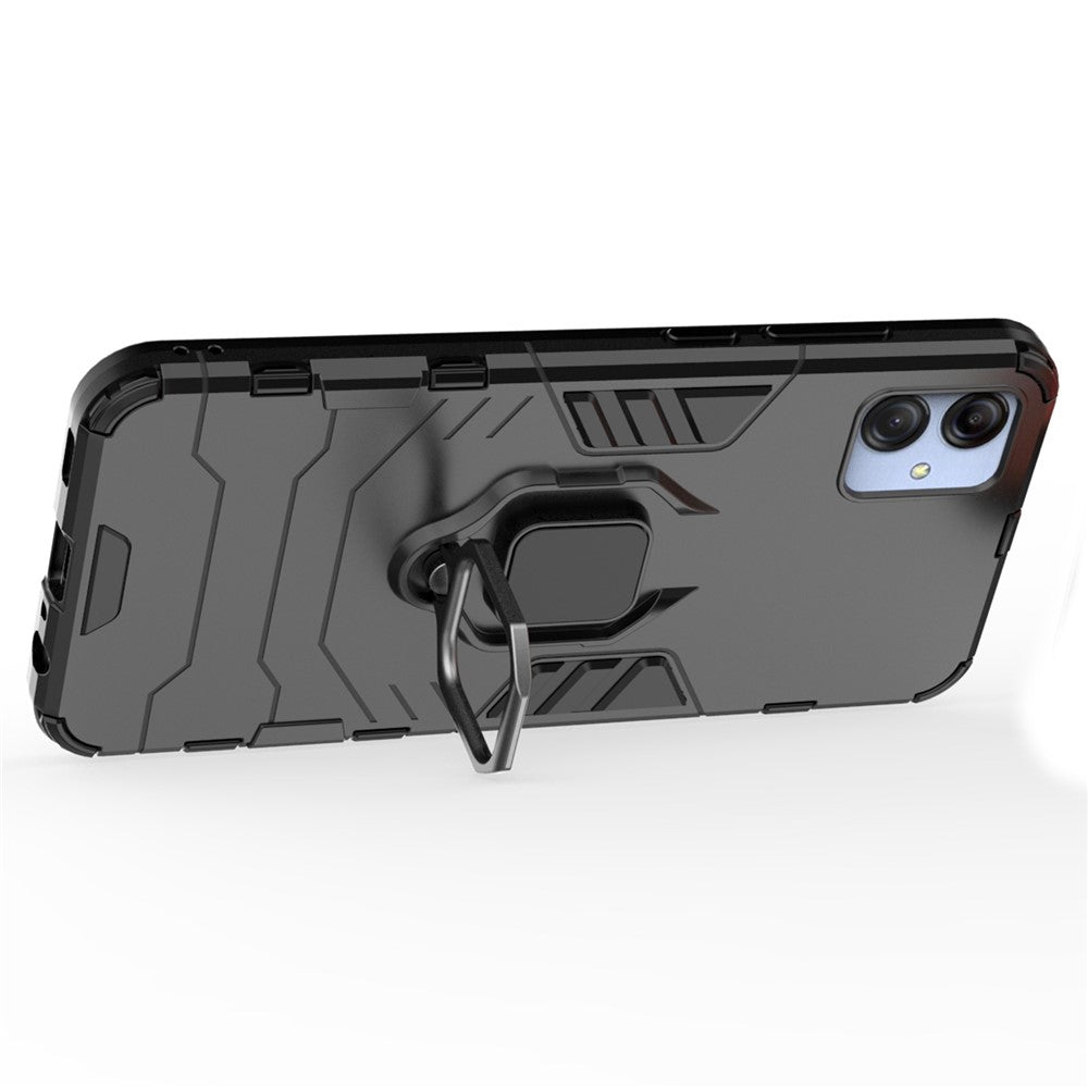 For Samsung Galaxy A04e 4G / F04 4G / M04 4G Ring Kickstand Phone Case PC+TPU Anti-scratch Protective Cover