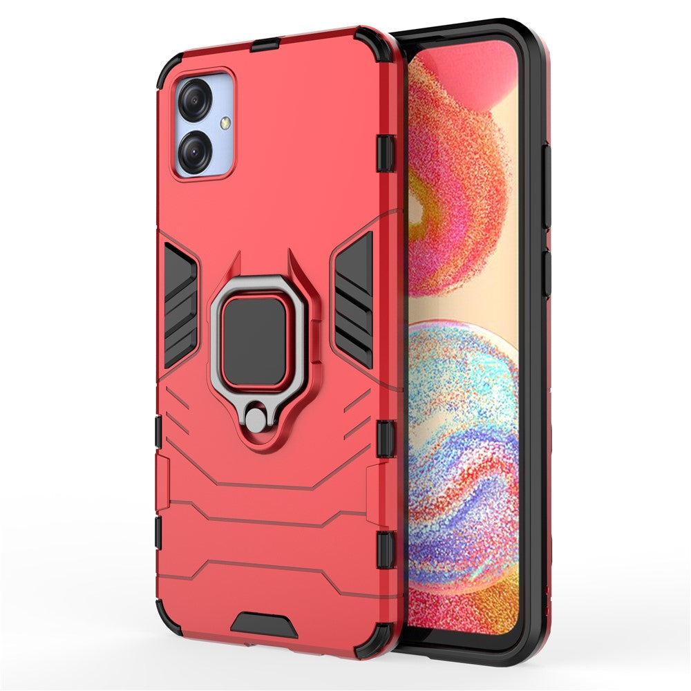 For Samsung Galaxy A04e 4G / F04 4G / M04 4G Ring Kickstand Phone Case PC+TPU Anti-scratch Protective Cover