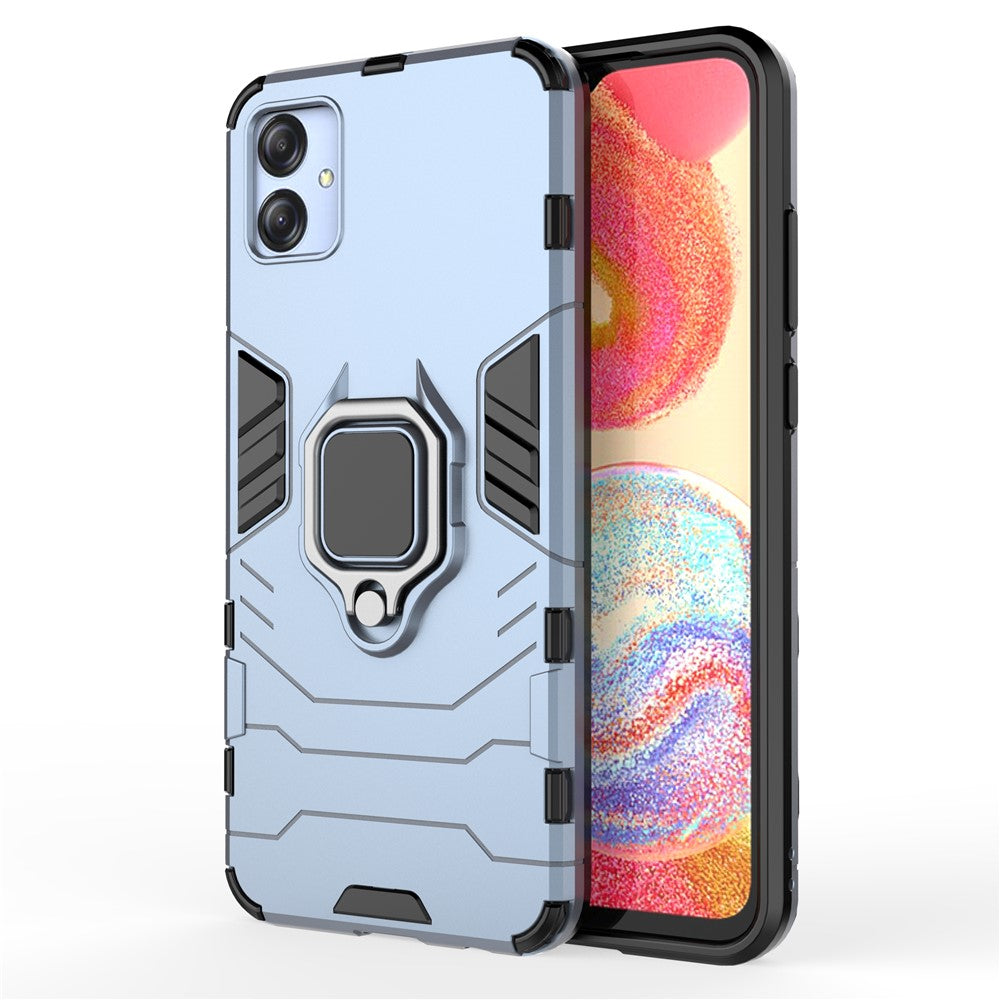 For Samsung Galaxy A04e 4G / F04 4G / M04 4G Ring Kickstand Phone Case PC+TPU Anti-scratch Protective Cover