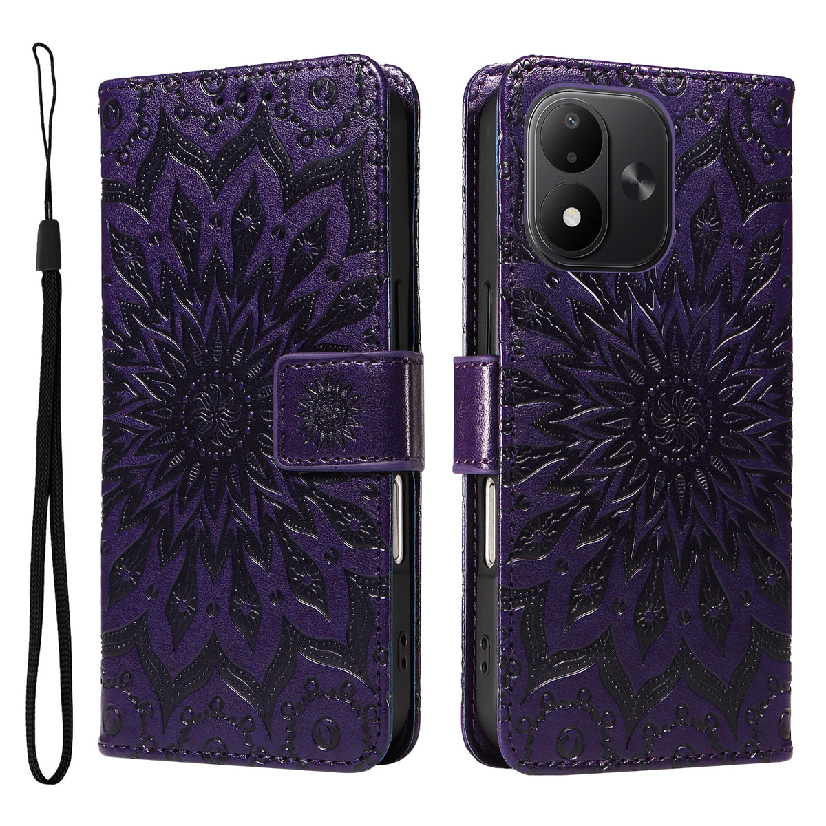 Xiaomi Redmi Note 17 4G (Global) / Xiaomi Redmi Note 17 (Indien/Kina) 5G / Xiaomi Redmi Note 17 5G (Global) læderpungeetui med solsikketryk og mobilcover