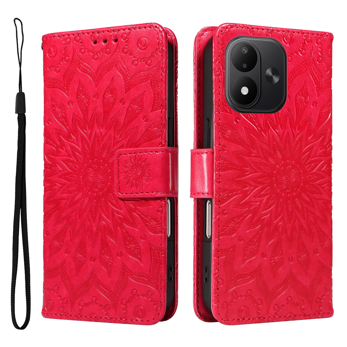 Xiaomi Redmi Note 17 4G (Global) / Xiaomi Redmi Note 17 (Indien/Kina) 5G / Xiaomi Redmi Note 17 5G (Global) læderpungeetui med solsikketryk og mobilcover