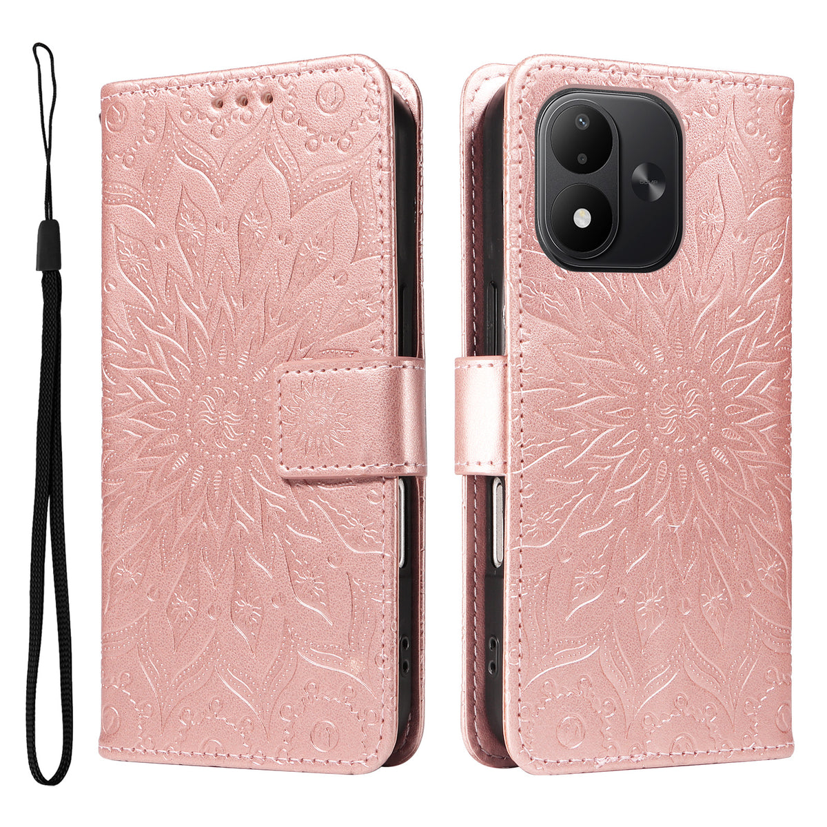 Xiaomi Redmi Note 17 4G (Global) / Xiaomi Redmi Note 17 (Indien/Kina) 5G / Xiaomi Redmi Note 17 5G (Global) læderpungeetui med solsikketryk og mobilcover