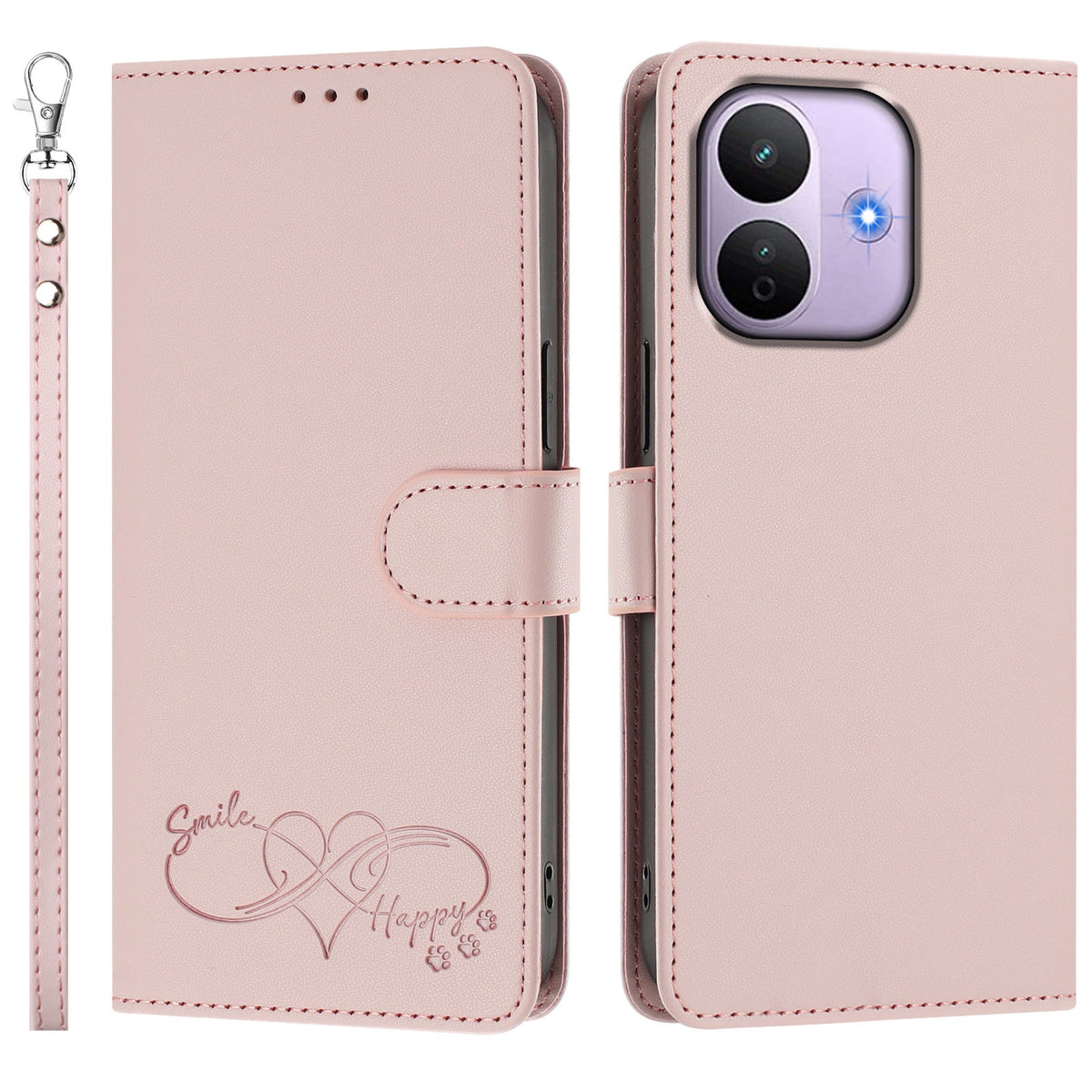 For Xiaomi Redmi Note 17 Pro 5G Case PU Leather Heart Pattern Wallet Flip Phone Cover with Hand Strap