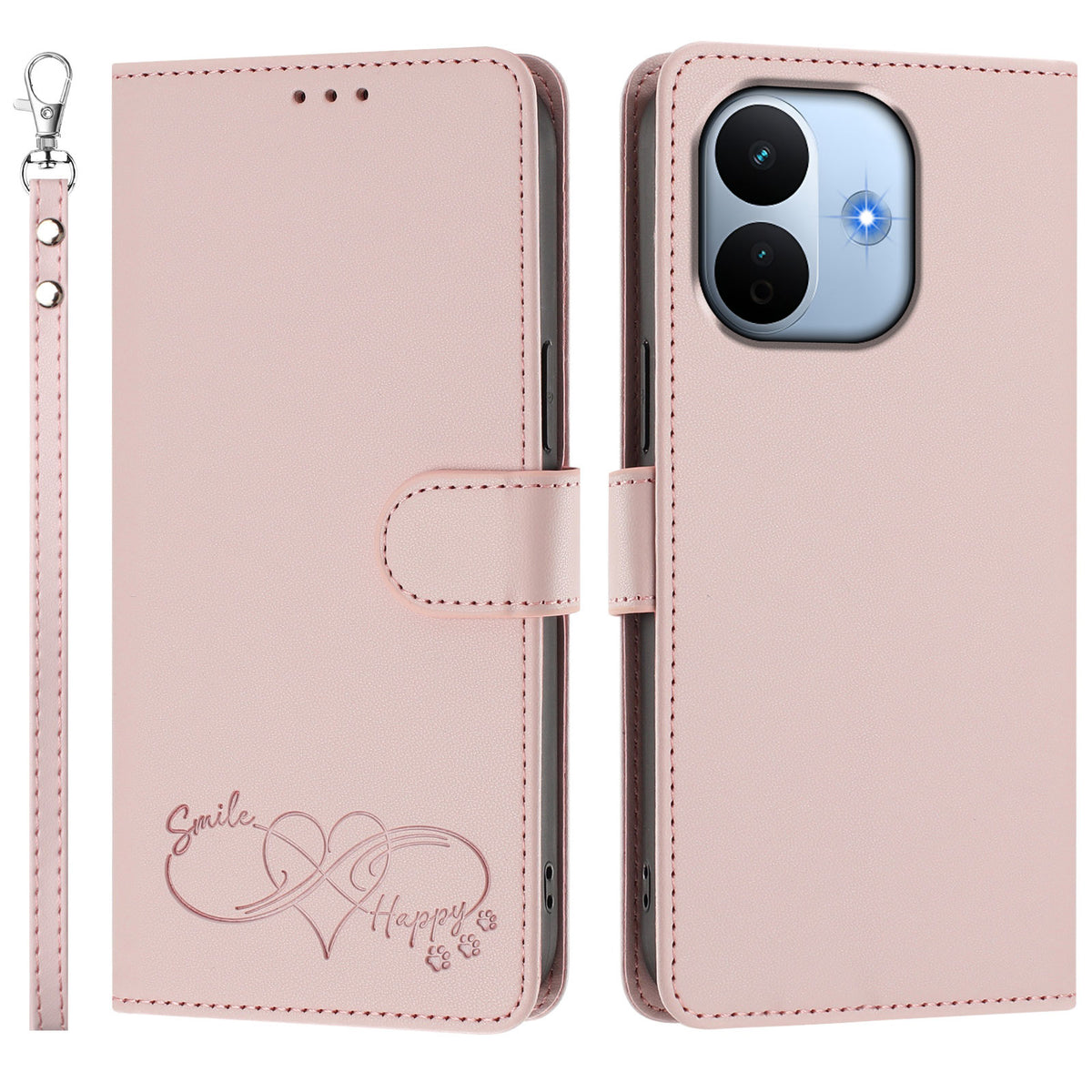 Xiaomi Redmi Note 17 Pro Max 5G / Xiaomi Redmi Note 17 Pro+ 5G-skal PU-läder, hjärtmönster, plånbok, fällbart mobilskal med handrem