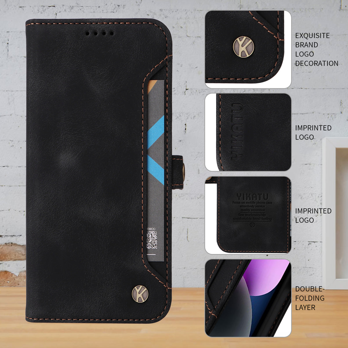 YIKATU til Xiaomi Redmi Note 17 4G (Global) / Xiaomi Redmi Note 17 (Indien/Kina) 5G / Xiaomi Redmi Note 17 5G (Global), YK-002-tegnebogsetui i PU-læder med mobiltelefonrum