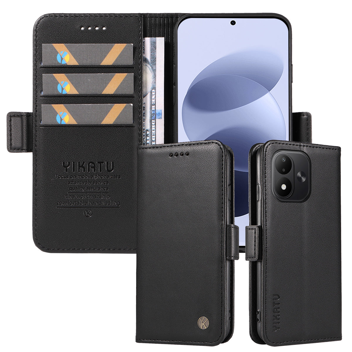YIKATU för Xiaomi Redmi Note 17 4G (Global) / Xiaomi Redmi Note 17 (Indien/Kina) 5G / Xiaomi Redmi Note 17 5G (Global) Plånboksfodral YK-003 Läderfodral