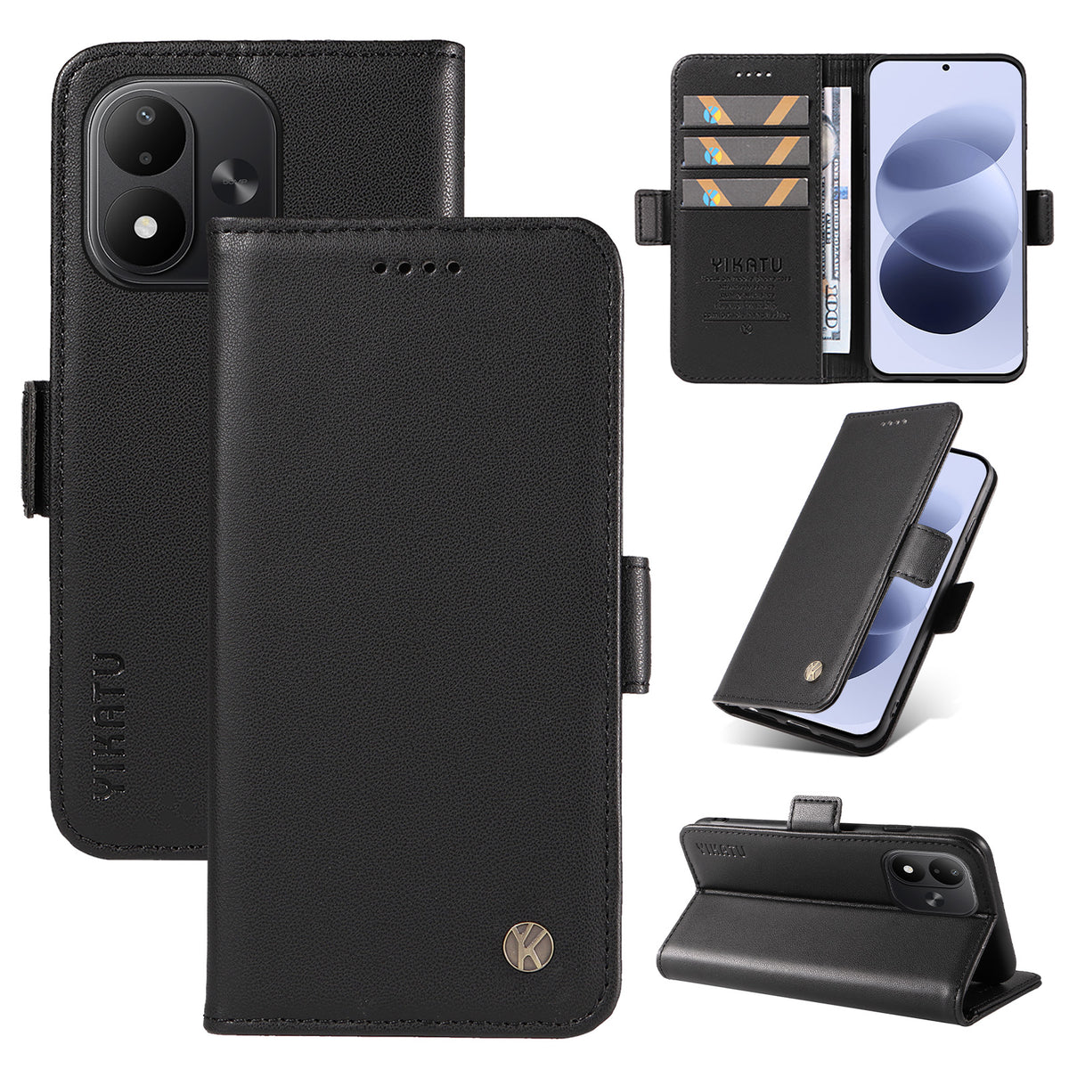 YIKATU för Xiaomi Redmi Note 17 4G (Global) / Xiaomi Redmi Note 17 (Indien/Kina) 5G / Xiaomi Redmi Note 17 5G (Global) Plånboksfodral YK-003 Läderfodral