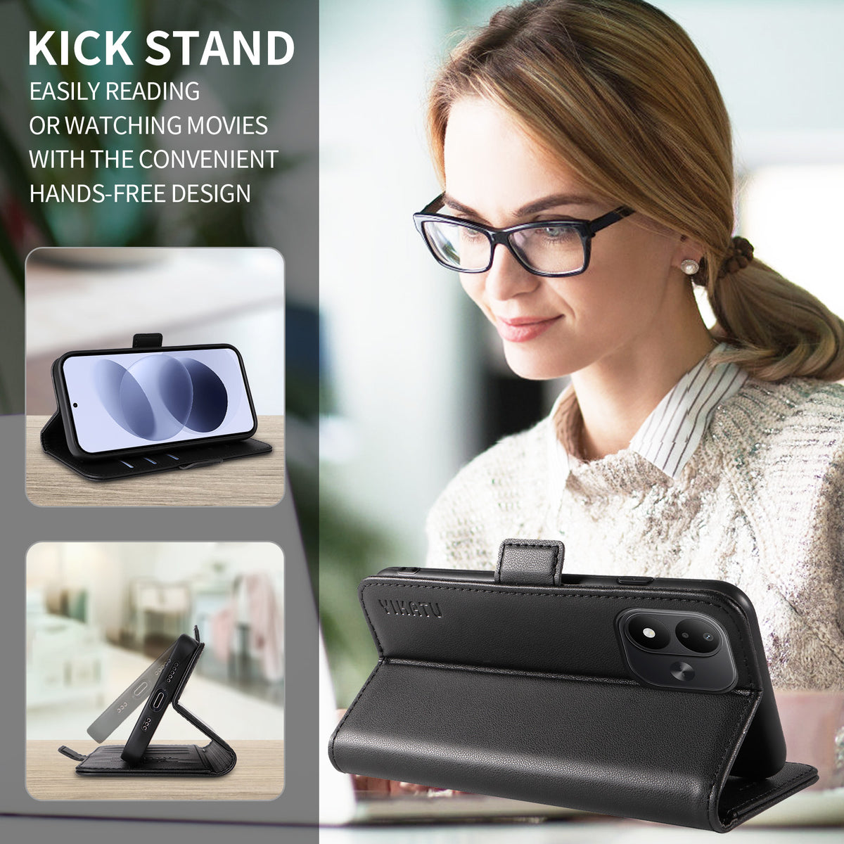 YIKATU för Xiaomi Redmi Note 17 4G (Global) / Xiaomi Redmi Note 17 (Indien/Kina) 5G / Xiaomi Redmi Note 17 5G (Global) Plånboksfodral YK-003 Läderfodral