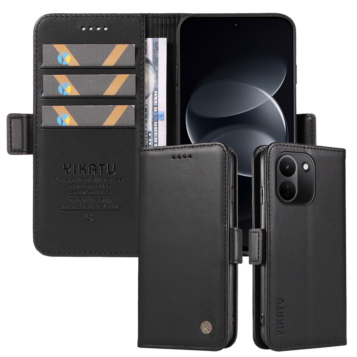 YIKATU YK-003 læderetui til Xiaomi Redmi Note 17 Pro+ 5G / Xiaomi Redmi Note 17 Pro Max 5G, pung-etui