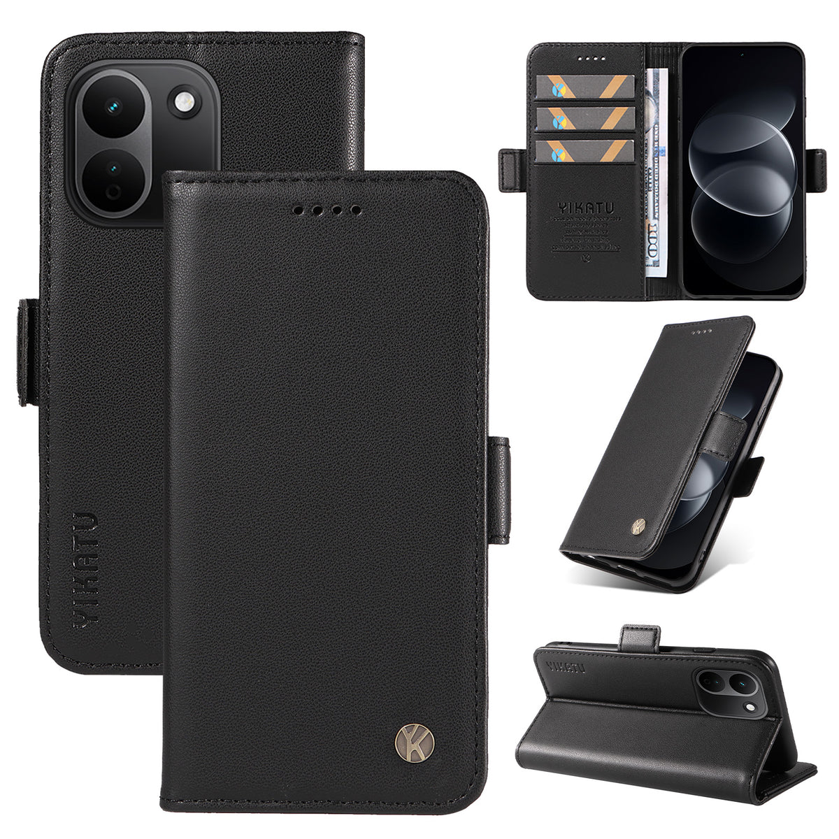 YIKATU YK-003 læderetui til Xiaomi Redmi Note 17 Pro+ 5G / Xiaomi Redmi Note 17 Pro Max 5G, pung-etui