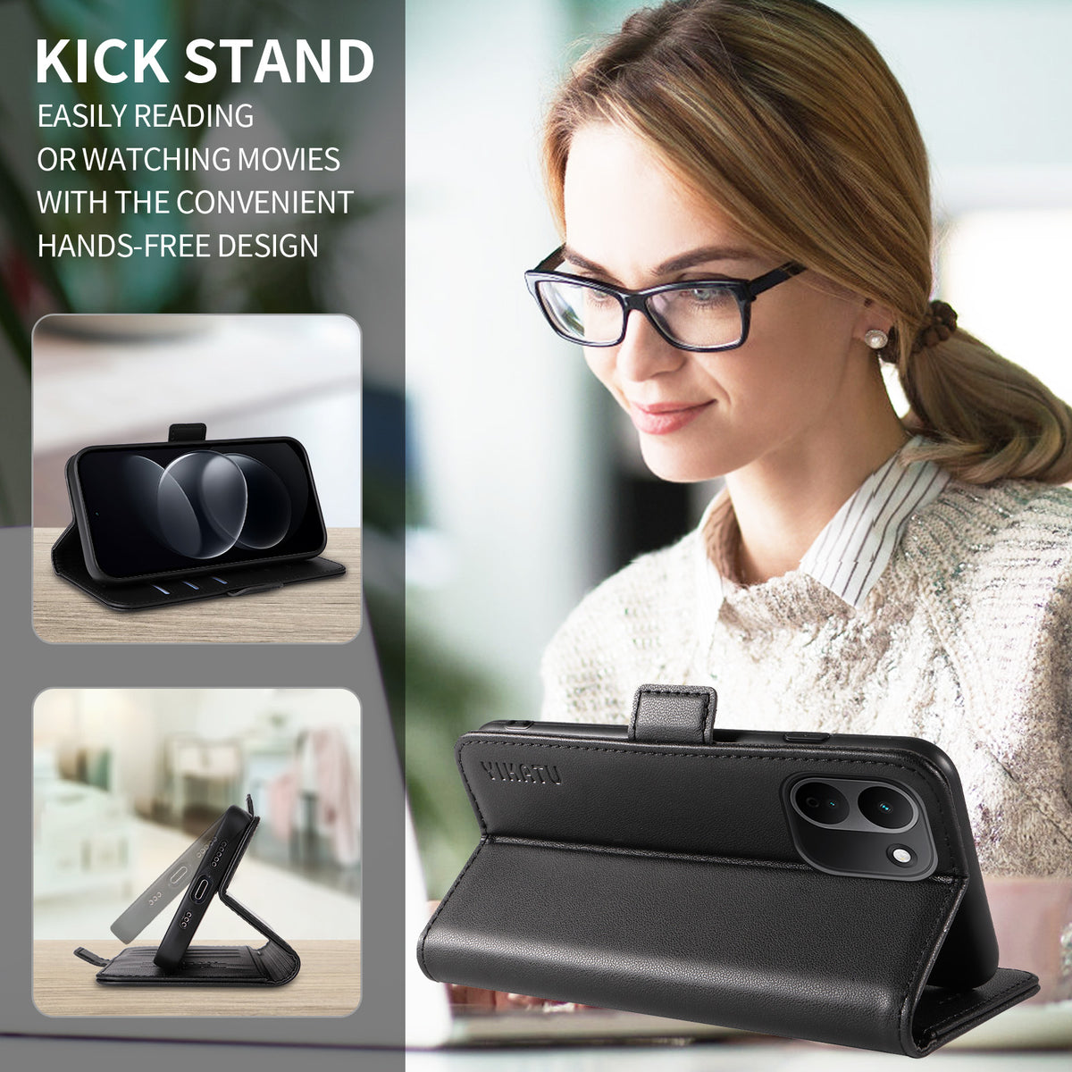 YIKATU YK-003 læderetui til Xiaomi Redmi Note 17 Pro+ 5G / Xiaomi Redmi Note 17 Pro Max 5G, pung-etui