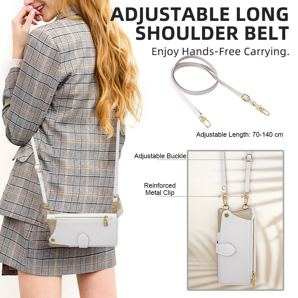 For Samsung Galaxy S24 FE Leather Case Fishtail Design Folding Stand Wallet Phone Cover with Mirror Long Strap Short Strap