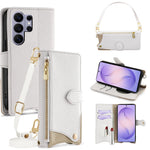 Läderfodral till Samsung Galaxy S26 Ultra med fiskstjärtsdesign, vikbart stativ, plånboksfodral med spegel, långt rem, kort rem
