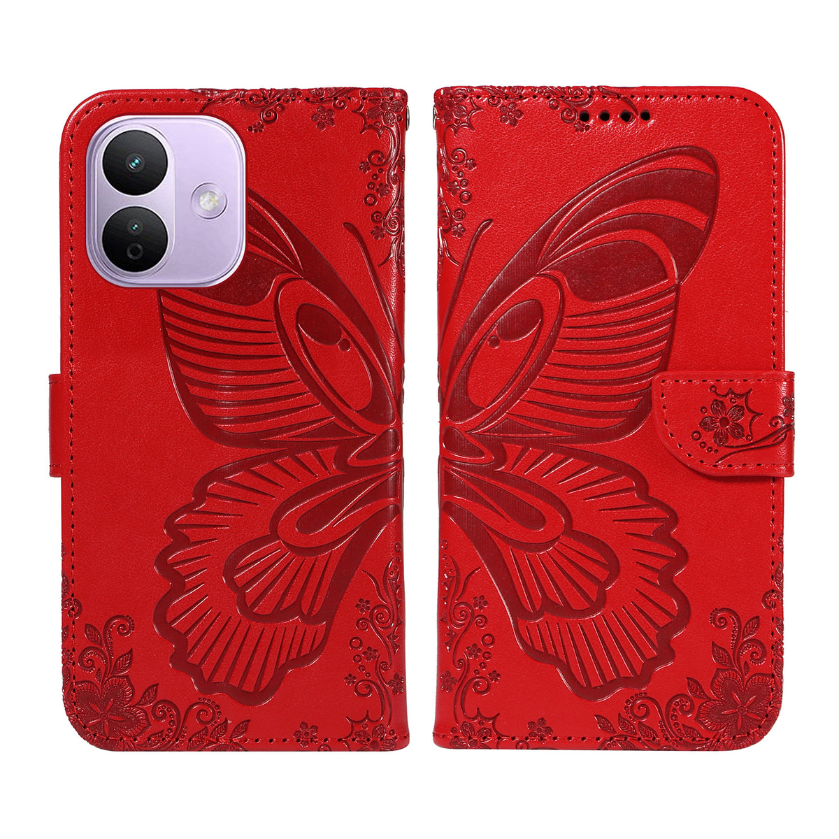 Xiaomi Redmi Note 17 Pro 5G-skal med fjärilsmönster, PU-läder, vikbart skydd, mobilskal