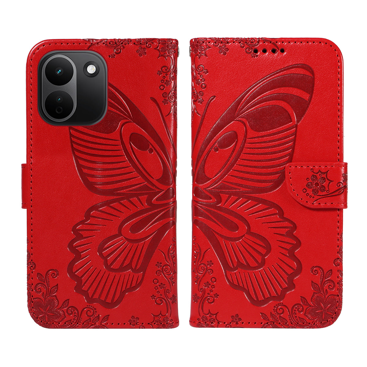 Xiaomi Redmi Note 17 Pro+ 5G / Xiaomi Redmi Note 17 Pro Max 5G-skal med fjärilsmönster, PU-läder, vikbart skydd, mobilskal