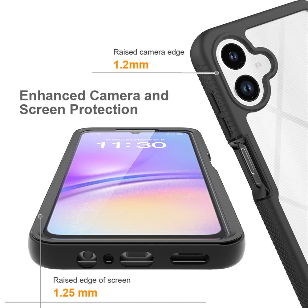 Gennemsigtigt cover til Samsung Galaxy A08 4G / A07 4G / A07 5G / A07s 4G / A06 4G / A06 5G, mobilcover i PC + TPU med PET-skærmfilm