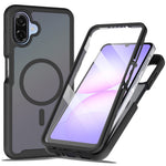 Magnetisk mobilcover til Samsung Galaxy A08 4G / A07s 4G / A07 5G / A07 4G / A06 5G / A06 4G, 3-i-1 gennemsigtigt cover med touchskærm, PC- og TPU-bagside med PET-skærmfilm