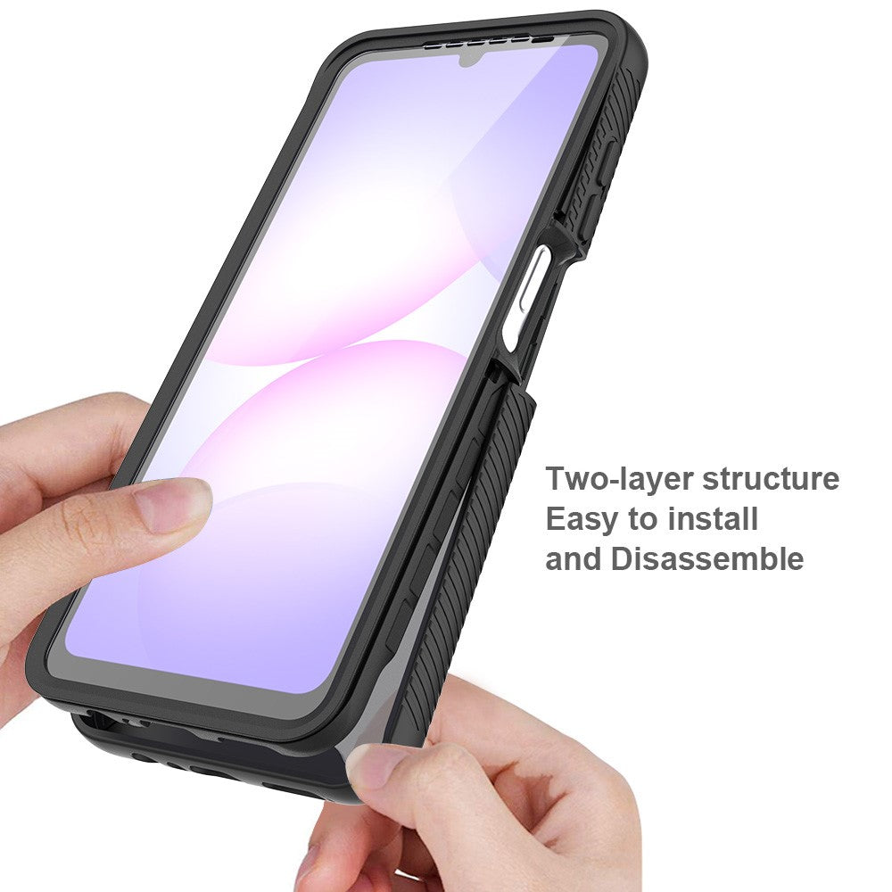 Magnetisk mobilcover til Samsung Galaxy A08 4G / A07s 4G / A07 5G / A07 4G / A06 5G / A06 4G, 3-i-1 gennemsigtigt cover med touchskærm, PC- og TPU-bagside med PET-skærmfilm