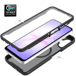 Magnetisk mobilcover til Samsung Galaxy A08 4G / A07s 4G / A07 5G / A07 4G / A06 5G / A06 4G, 3-i-1 gennemsigtigt cover med touchskærm, PC- og TPU-bagside med PET-skærmfilm