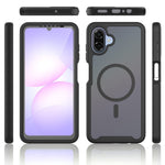 Magnetisk mobilcover til Samsung Galaxy A08 4G / A07s 4G / A07 5G / A07 4G / A06 5G / A06 4G, 3-i-1 gennemsigtigt cover med touchskærm, PC- og TPU-bagside med PET-skærmfilm