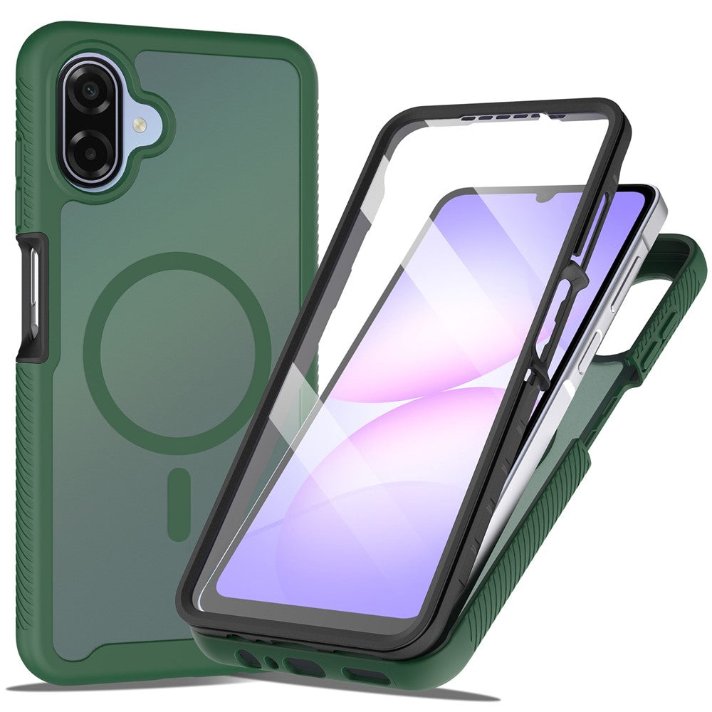 Magnetisk mobilcover til Samsung Galaxy A08 4G / A07s 4G / A07 5G / A07 4G / A06 5G / A06 4G, 3-i-1 gennemsigtigt cover med touchskærm, PC- og TPU-bagside med PET-skærmfilm