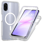 Magnetisk mobilcover til Samsung Galaxy A08 4G / A07s 4G / A07 5G / A07 4G / A06 5G / A06 4G, 3-i-1 gennemsigtigt cover med touchskærm, PC- og TPU-bagside med PET-skærmfilm