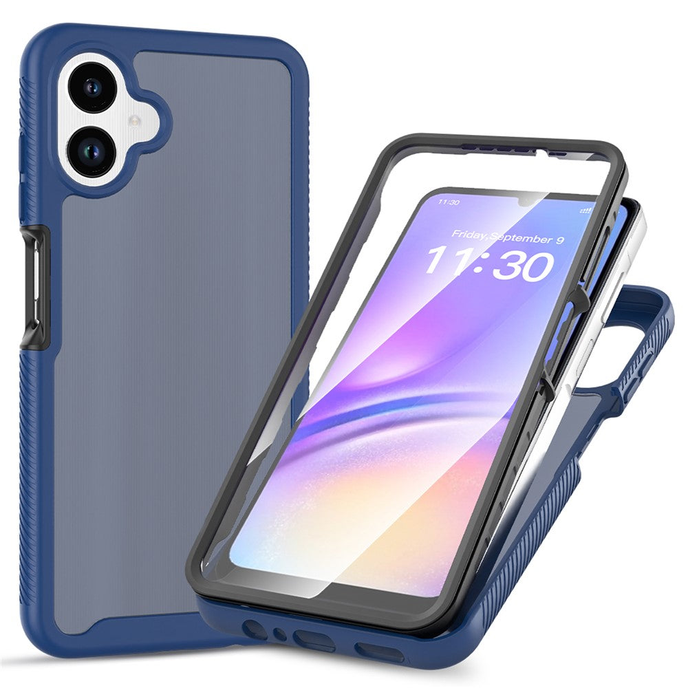 Mobilcover til Samsung Galaxy A08 4G / A07s 4G / A07 5G / A07 4G / A06 5G / A06 4G, gennemsigtig mat PC + TPU-bagside med PET-skærmfilm