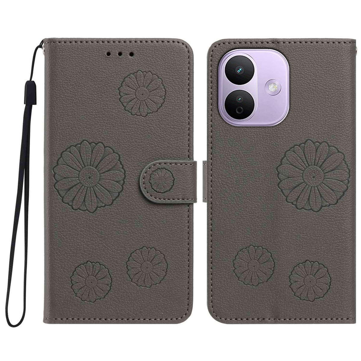 Xiaomi Redmi Note 17 Pro 5G Plånboksfodral i PU-läder med daisymönster och handledsrem