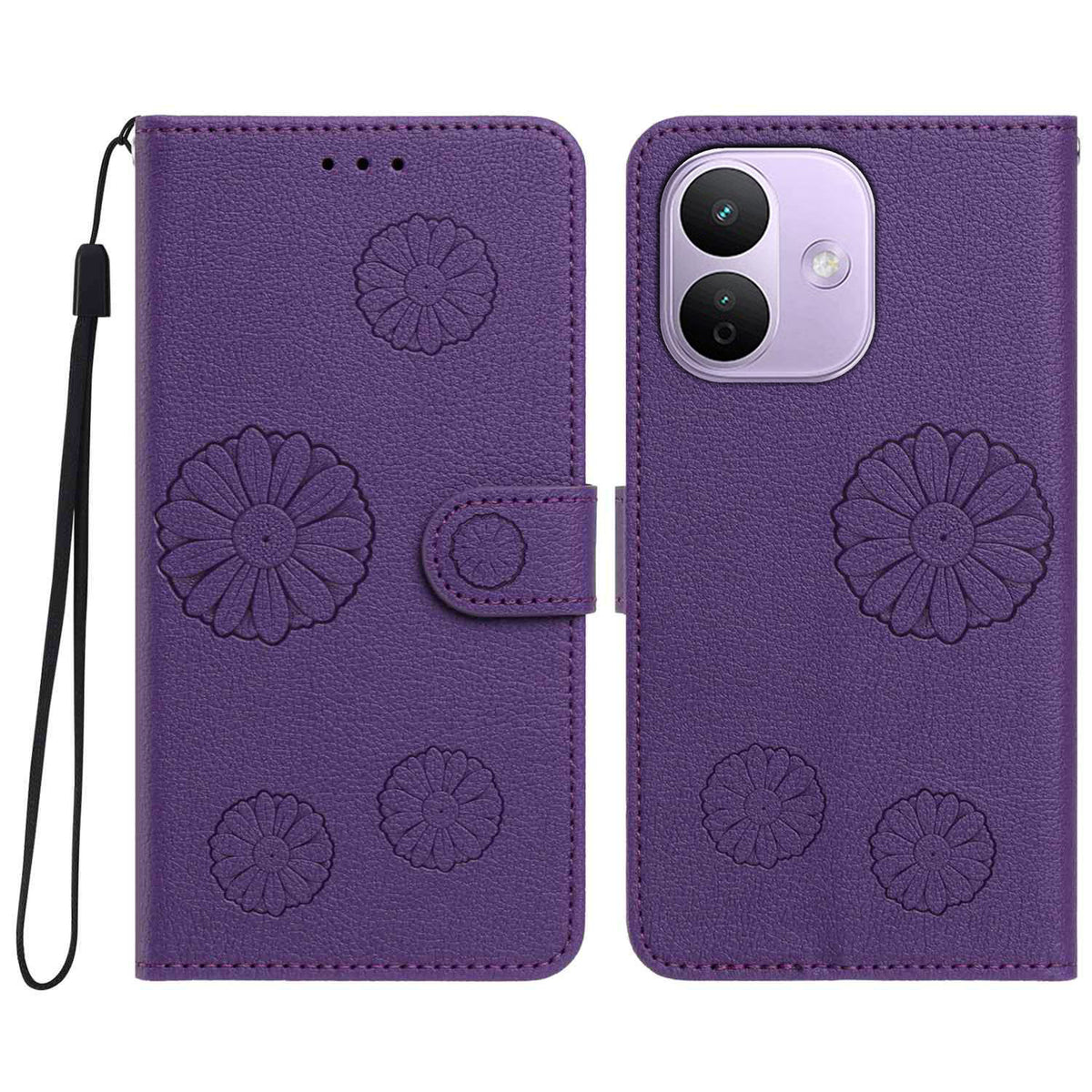 Xiaomi Redmi Note 17 Pro 5G Plånboksfodral i PU-läder med daisymönster och handledsrem