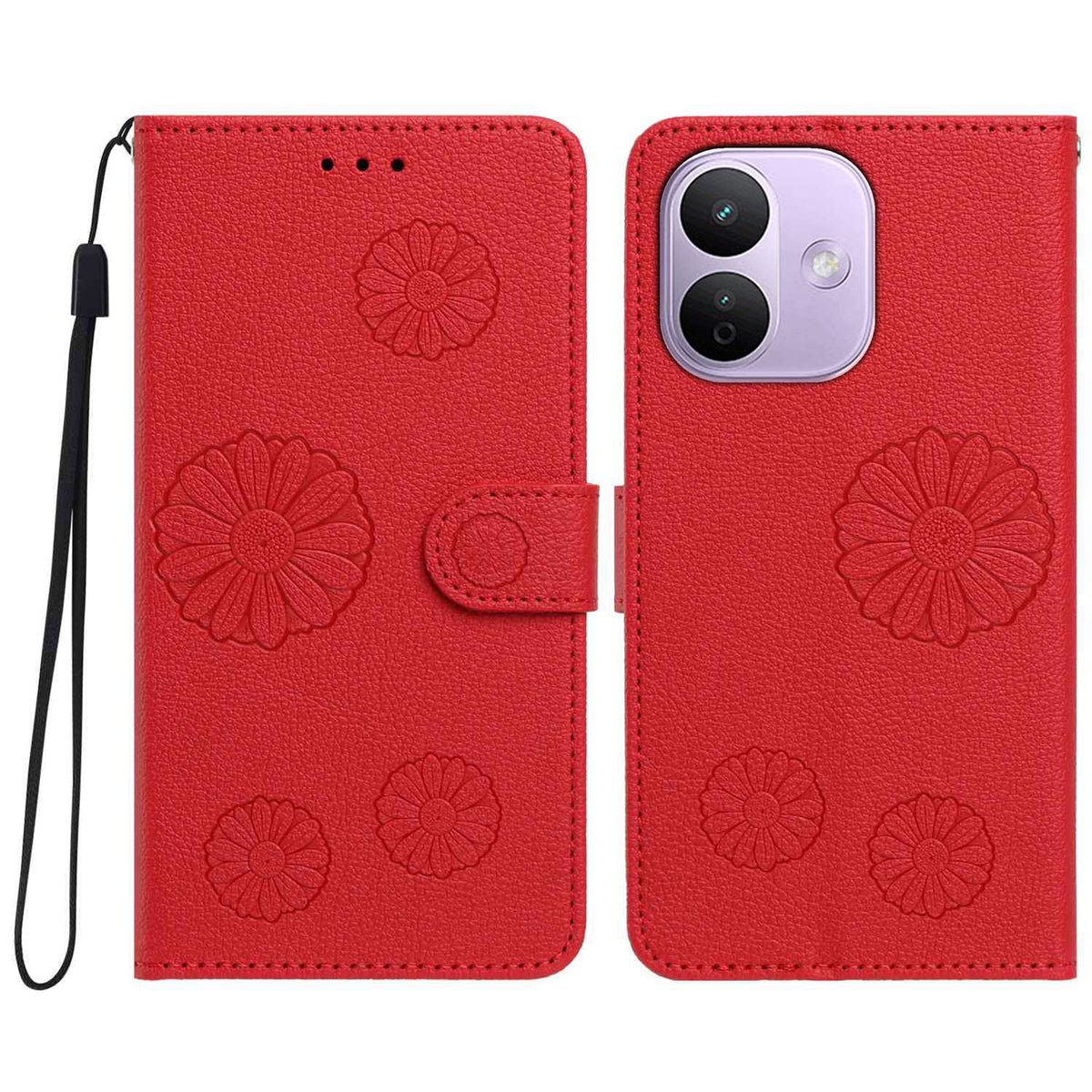 Xiaomi Redmi Note 17 Pro 5G Plånboksfodral i PU-läder med daisymönster och handledsrem