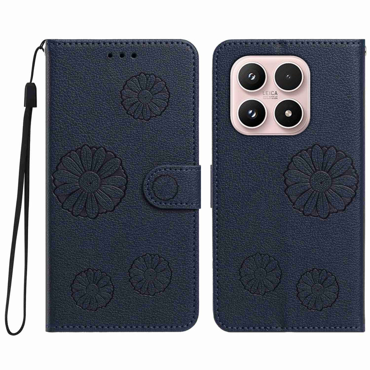 For Xiaomi 17 Daisy Pattern PU Leather Wallet Phone Cover with Wrist Strap
