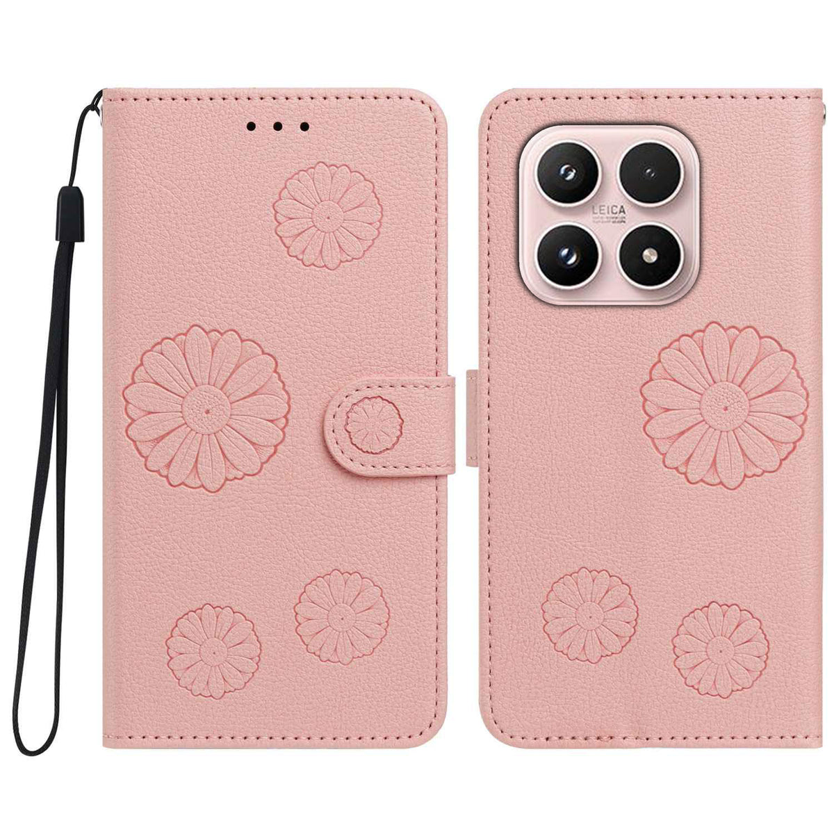 For Xiaomi 17 Daisy Pattern PU Leather Wallet Phone Cover with Wrist Strap