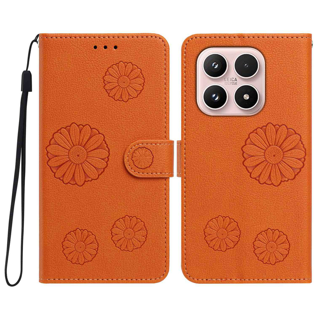 For Xiaomi 17 Daisy Pattern PU Leather Wallet Phone Cover with Wrist Strap