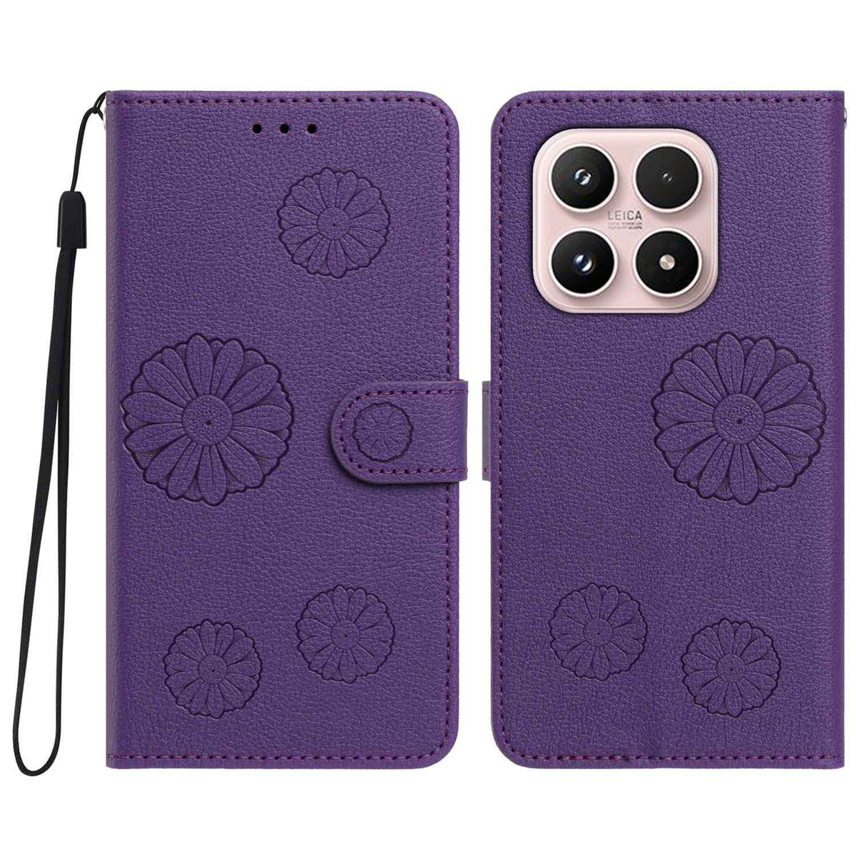 For Xiaomi 17 Daisy Pattern PU Leather Wallet Phone Cover with Wrist Strap