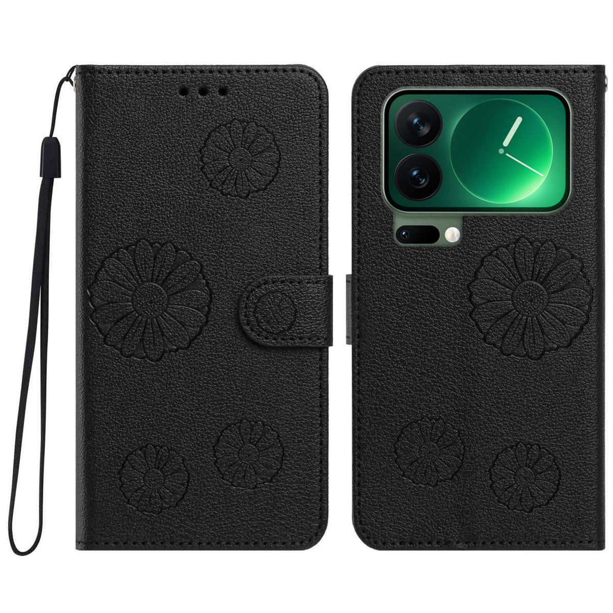 Xiaomi 17 Pro Daisy Mönstrat PU-läder Plånboksfodral med Handledsrem