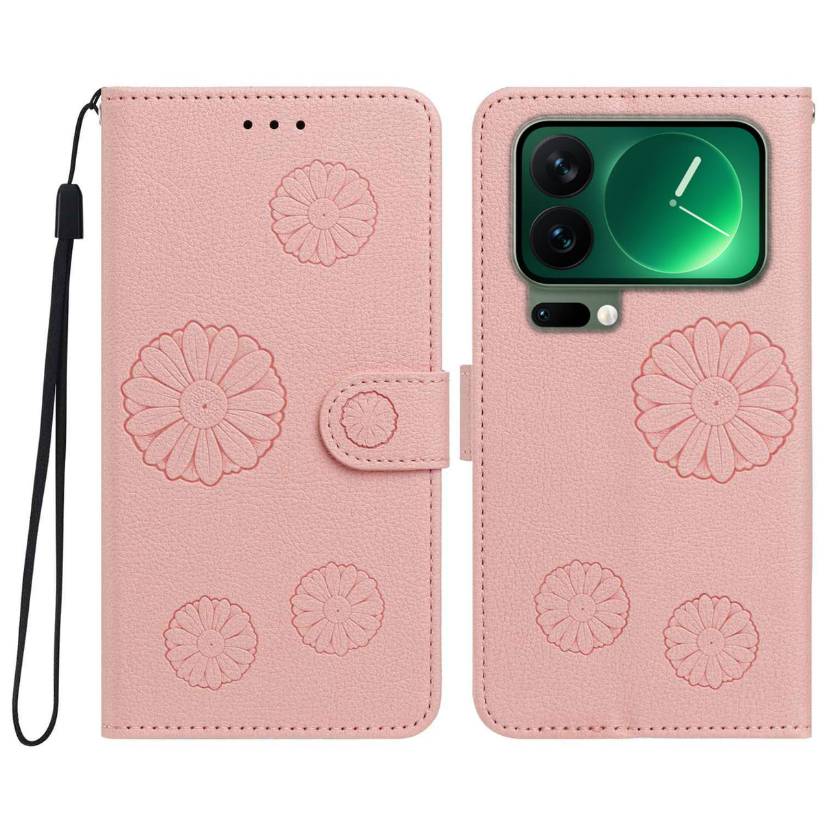 Xiaomi 17 Pro Daisy Mönstrat PU-läder Plånboksfodral med Handledsrem