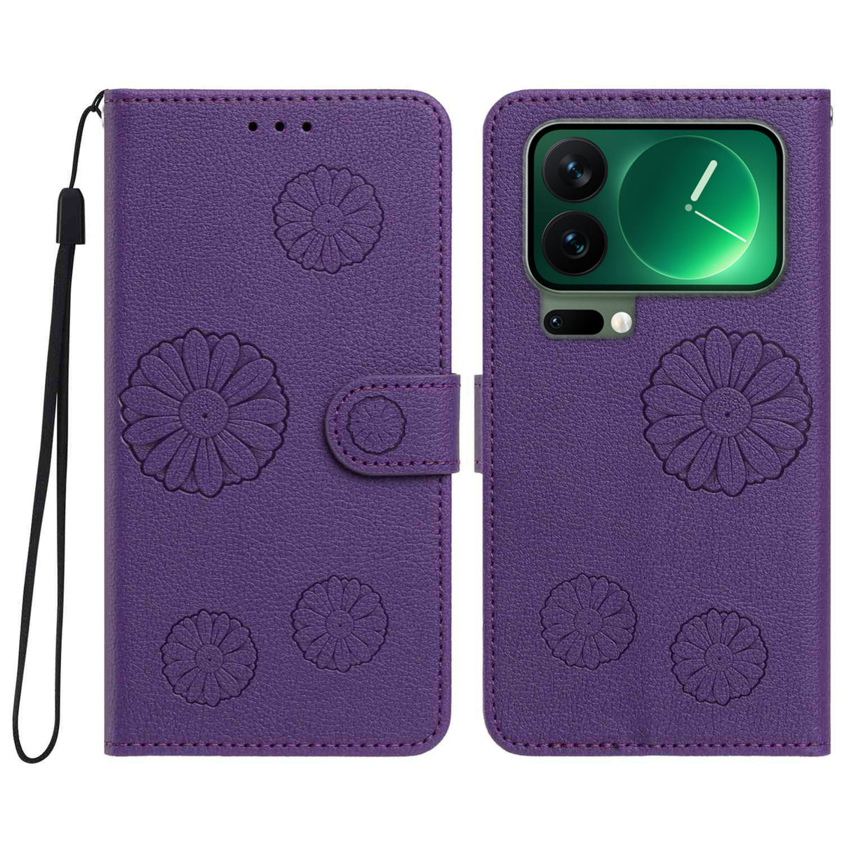 Xiaomi 17 Pro Daisy Mönstrat PU-läder Plånboksfodral med Handledsrem
