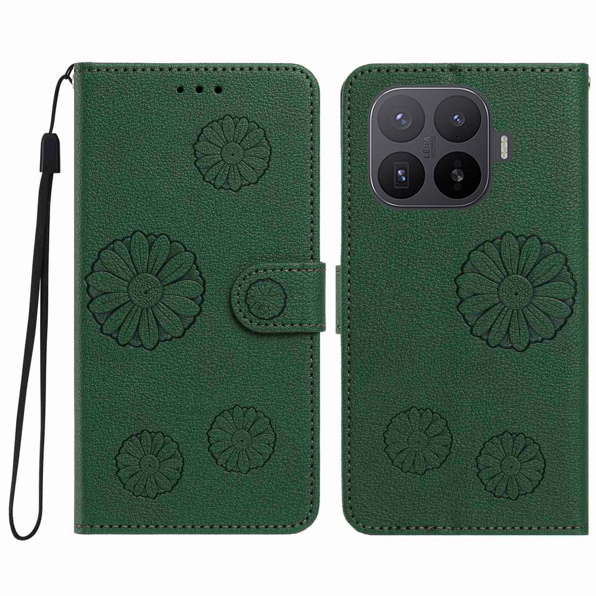 For Xiaomi 17T Daisy Pattern PU Leather Wallet Phone Cover with Wrist Strap