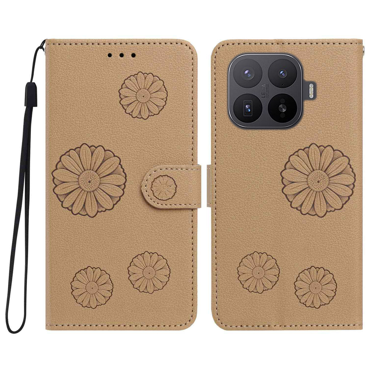 For Xiaomi 17T Pro Daisy Pattern PU Leather Wallet Phone Cover with Wrist Strap
