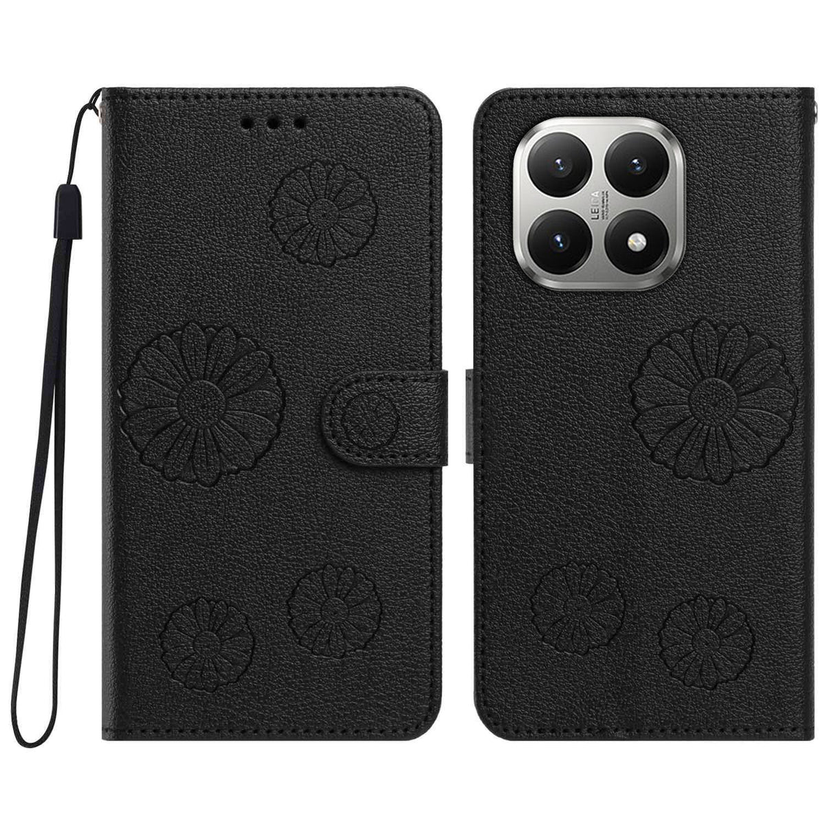 For Xiaomi 15T Daisy Pattern PU Leather Wallet Phone Cover with Wrist Strap
