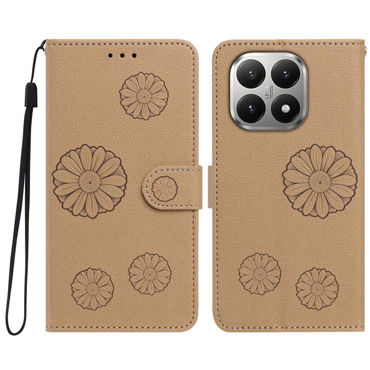 For Xiaomi 15T Daisy Pattern PU Leather Wallet Phone Cover with Wrist Strap