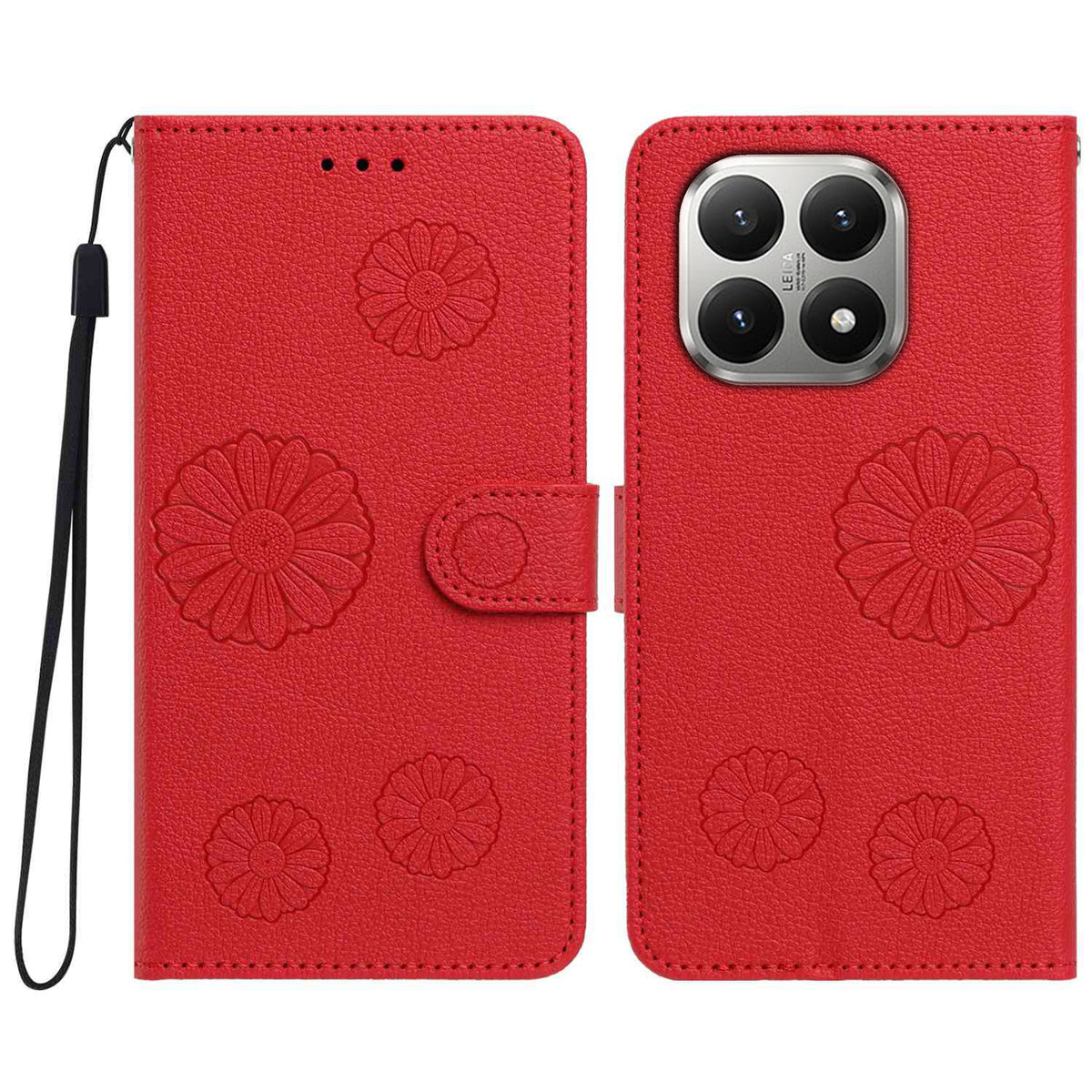 For Xiaomi 15T Daisy Pattern PU Leather Wallet Phone Cover with Wrist Strap